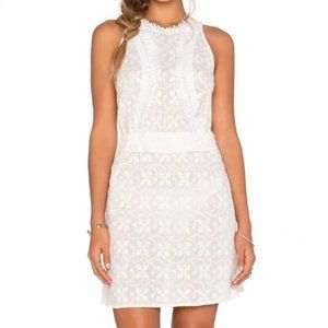 NWT Shoshanna Embroidered Open Back white dress, size M